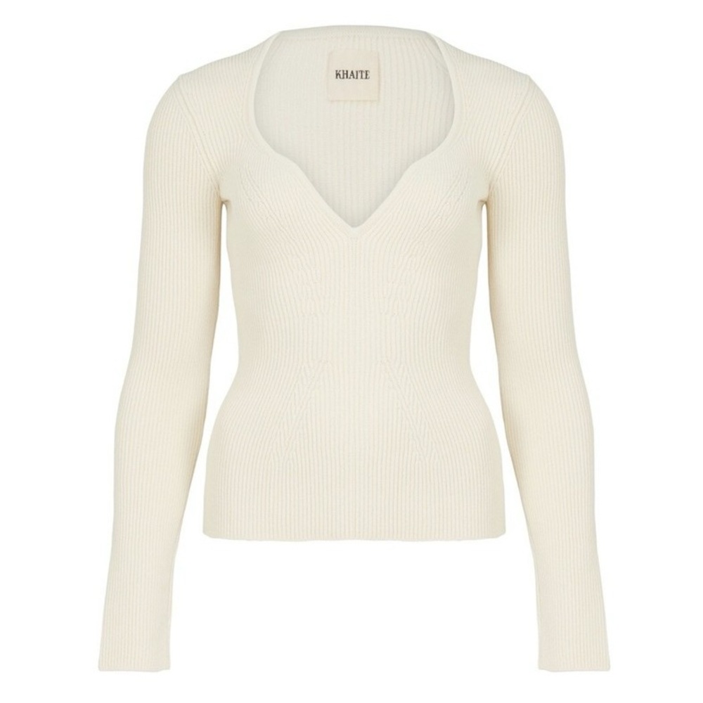 Khaite “The Kirah Rib Sweater” - Ivory | Women’s Size Medium - Picture 2 of 14